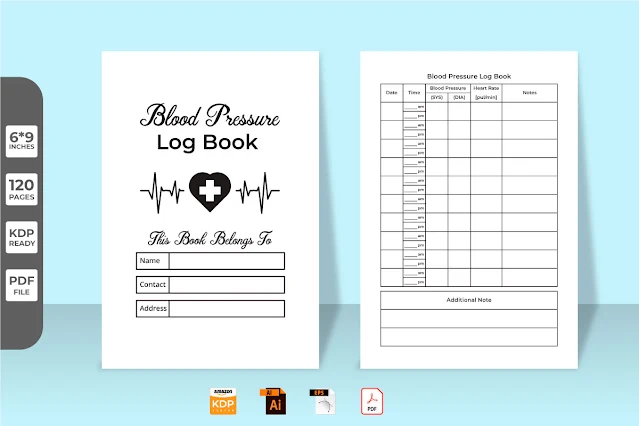 Blood Pressure Notebook KDP Interior free download