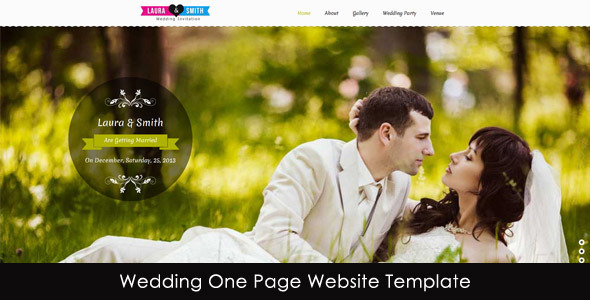 Wedding Single Page Website Template - Events Entertainment