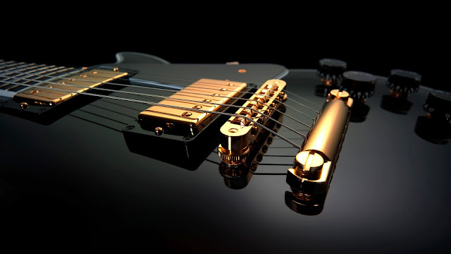 Black Guitar Close Up HD Wallpaper