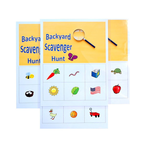 DIY Dry Erase Backyard Scavenger Hunt Boards with Self-Laminating Cards