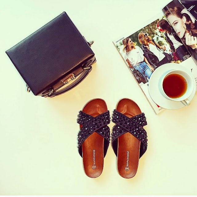 fashion blog, mark cross bag, asos black box bag, black slides, black slippers, coffee, magazine, fashion blog