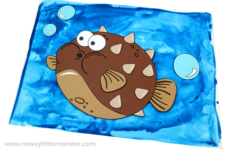 watercolor blowfish craft for kids