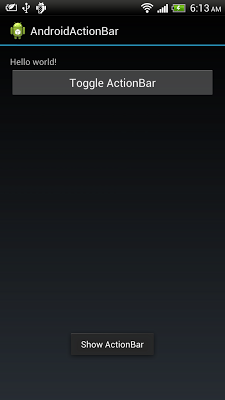 Show and hide ActionBar using Java code