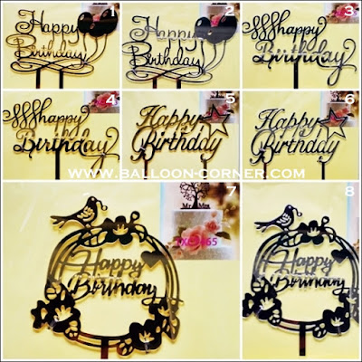 Cake Topper Acrylic Gold & Silver Motif HAPPY BIRTHHDAY