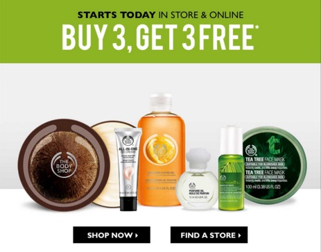 The Body Shop Buy 3 Get 3 Free
