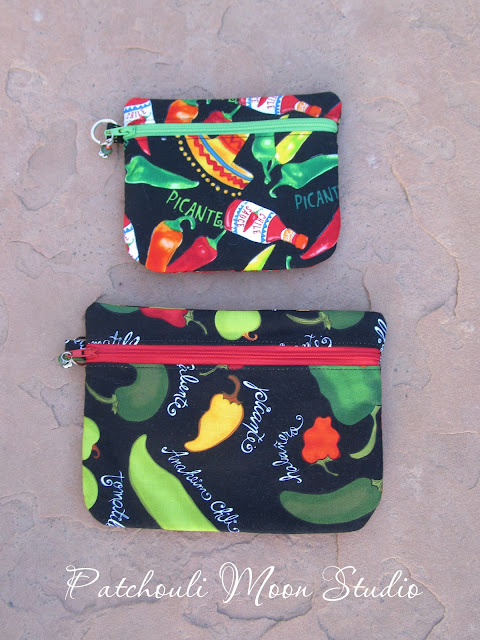 Medium and large pouches showing zipper side