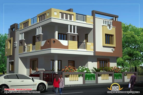 Duplex House elevation view 1 - 2878 Sq. Ft. (267 Sq M) - March 2012