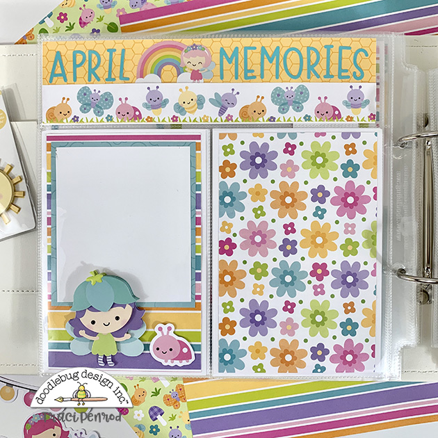 Fairy Spring Scrapbook Page Layouts with flowers, rainbows, & butterflies