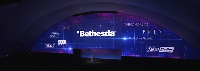 Bethesda BE3 E3 2016 all the games shown Fallout Prey Dishonored 2 The Elder Scrolls Online DOOM Quake