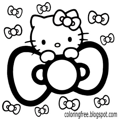 Ribbon hair bow Hello kitty colouring book sheets free charming printables for teenage girls artwork