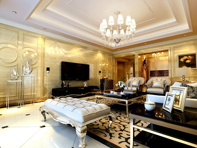 luxury hotel living room with good pop ceiling 