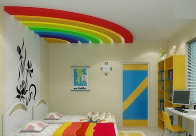 great rainbow design of drywall false ceiling for bedrooms