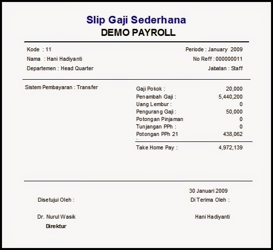 Contoh Slip Gaji Diatas 5 Juta - Contoh U