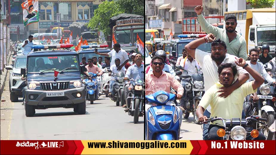 minister madhu bangarappa Procession in Shimoga