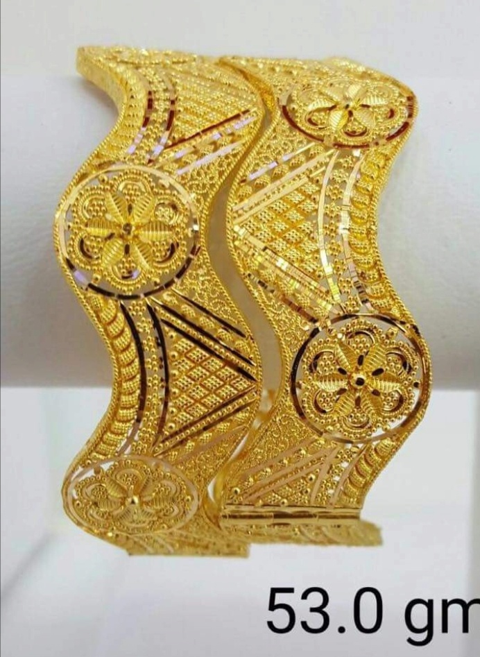 Fancy Gold Bangle Design - Samanta Jewellers | Light Weight Gold Kada Design with Weight | Pure Gold Kangan Design for Ladies Designer Gold BANGLE