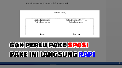 cara membuat kolom tanda tangan rapi di word