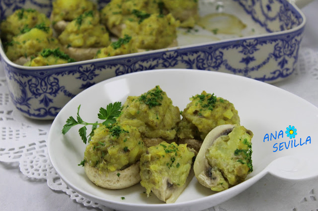 Champiñones rellenos de tortilla cocina tradicional Ana Sevilla