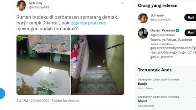 Semarang Direndam Banjir, Heboh Ganjar Jadi Bulan-bulanan Netizen