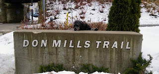 Don Mills Trail marker that starts trail from Bond Park to Duncairn Park, Don Mills