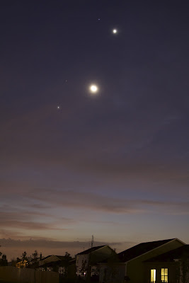 moon and planets over houses