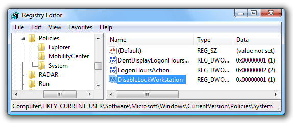 How to Prevent System from Locking of the Workstation Using Registry