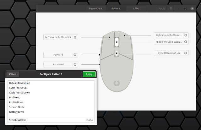 Piper configure Logitech mouse macros Linux