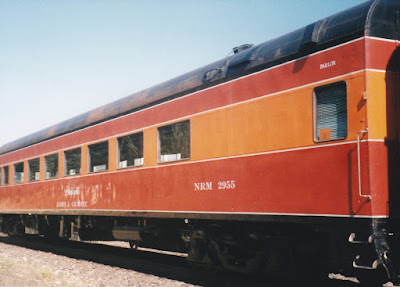 NRM Observation Car #2955 "James J. Gilmore" in Wishram, Washington, on June 7, 1997