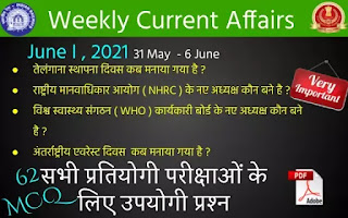 Weekly Current Affairs ( June I , 2021 )