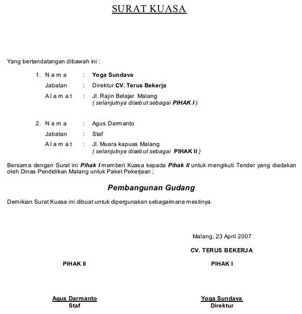 Contoh Surat Kuasa Pengambilan Resume Medis