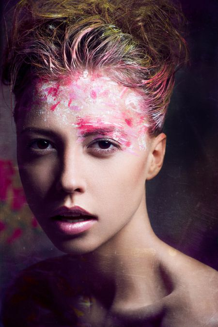 Anna Kirikova fashion photography women models painted faces color makeup