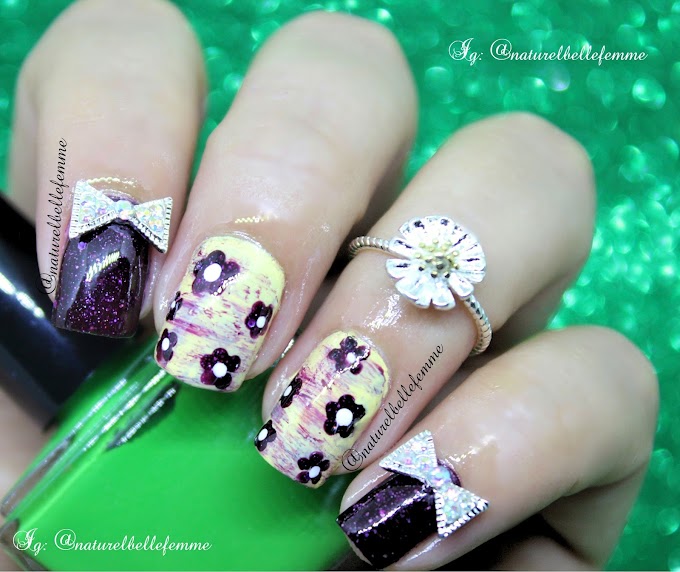 Floral dry brush nails