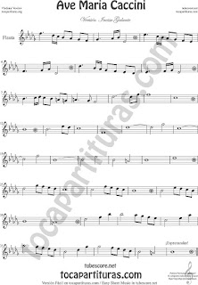  Flauta Travesera, flauta dulce y flauta de pico Partitura del Ave María de Caccini Sheet Music for Flute and Recorder 