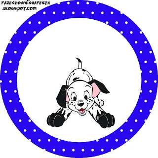 101 Dalmatians in Black and Blue Toppers or Free Printable Candy Bar Labels.