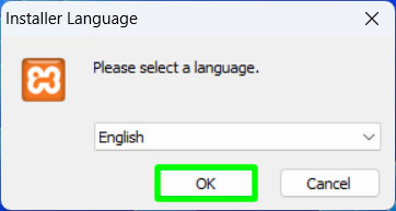 xampp installation select language