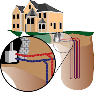 Geothermal pipes go deep under ground