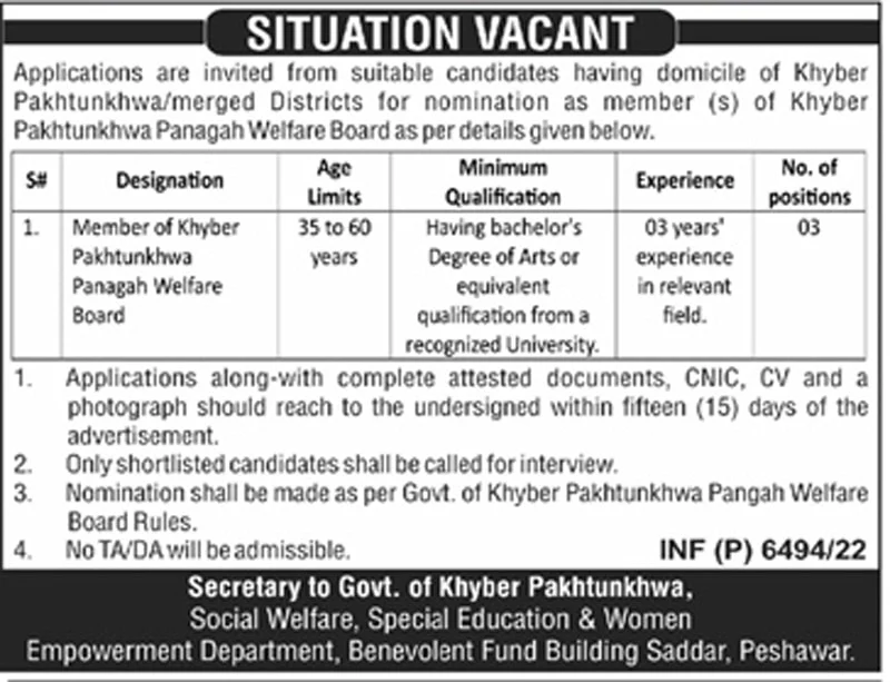 Social Welfare Special Education & Women Empowerment Jobs 2022