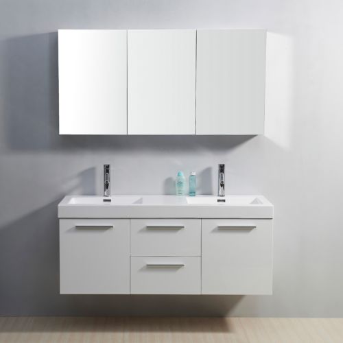 Abersoch 54 inch Double Sink White Bathroom Vanity