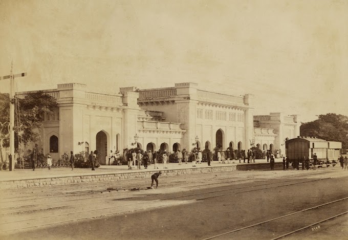 Hyderabad Railway Station or Nampally Railway Station, Hyderabad (Deccan), Telangana, India | Rare & Old Vintage Photos (1890)