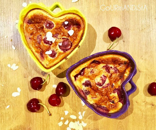 image Clafoutis aux cerises sans lactose : crème de soja et lait d'amandes grillées