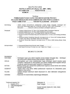 Surat Keputusan / SK Mengajar