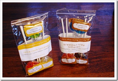 bags of Spice Rack and Breakfast Tray lollipops
