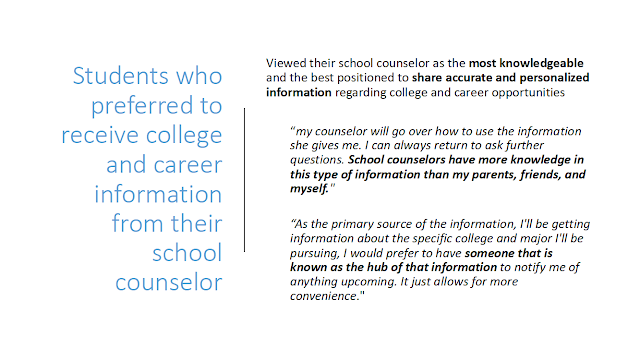 Quotes from students who preferred to receive college information from their school counselor