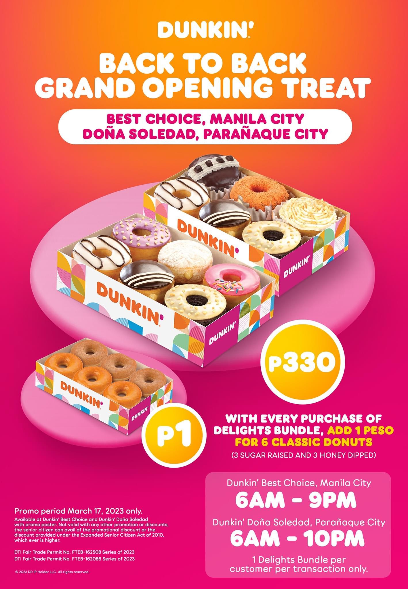 Manila Shopper Dunkin Grand Opening 1 PESO Promo