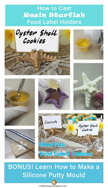 Step-by-step tutorial for how to cast resin starfish food label holders with quick-curing FastCast resin.