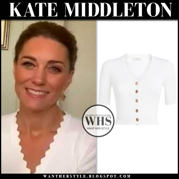 Kate Middleton in white scalloped top