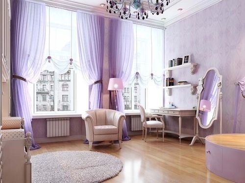 Desain interior ungu, rumah minimalis