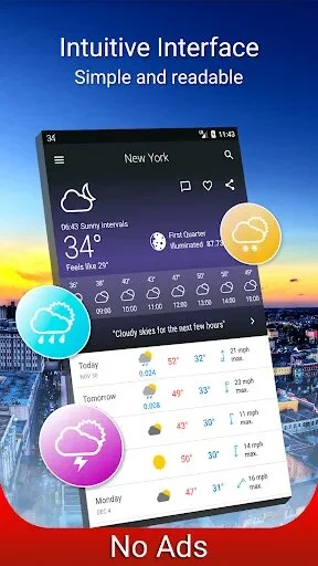 تحميل تطبيق Weather 14 days Pro v6.10.2 (Paid) Apk معرفة احوال الطقس للهاتف الذكي 