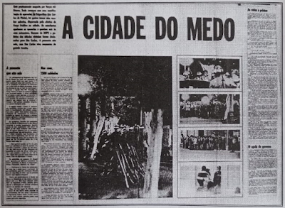 Matéria de jornal com o título a cidade do medo