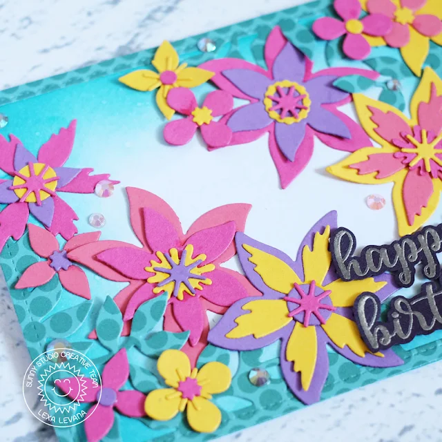 Sunny Studio Stamps: Botanical Backdrop Dies Everyday Greetings Happy Birthday Card by Lexa Levana 