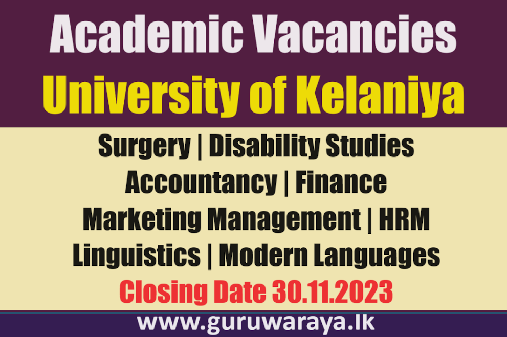 Academic Vacancies - University of Kelaniya